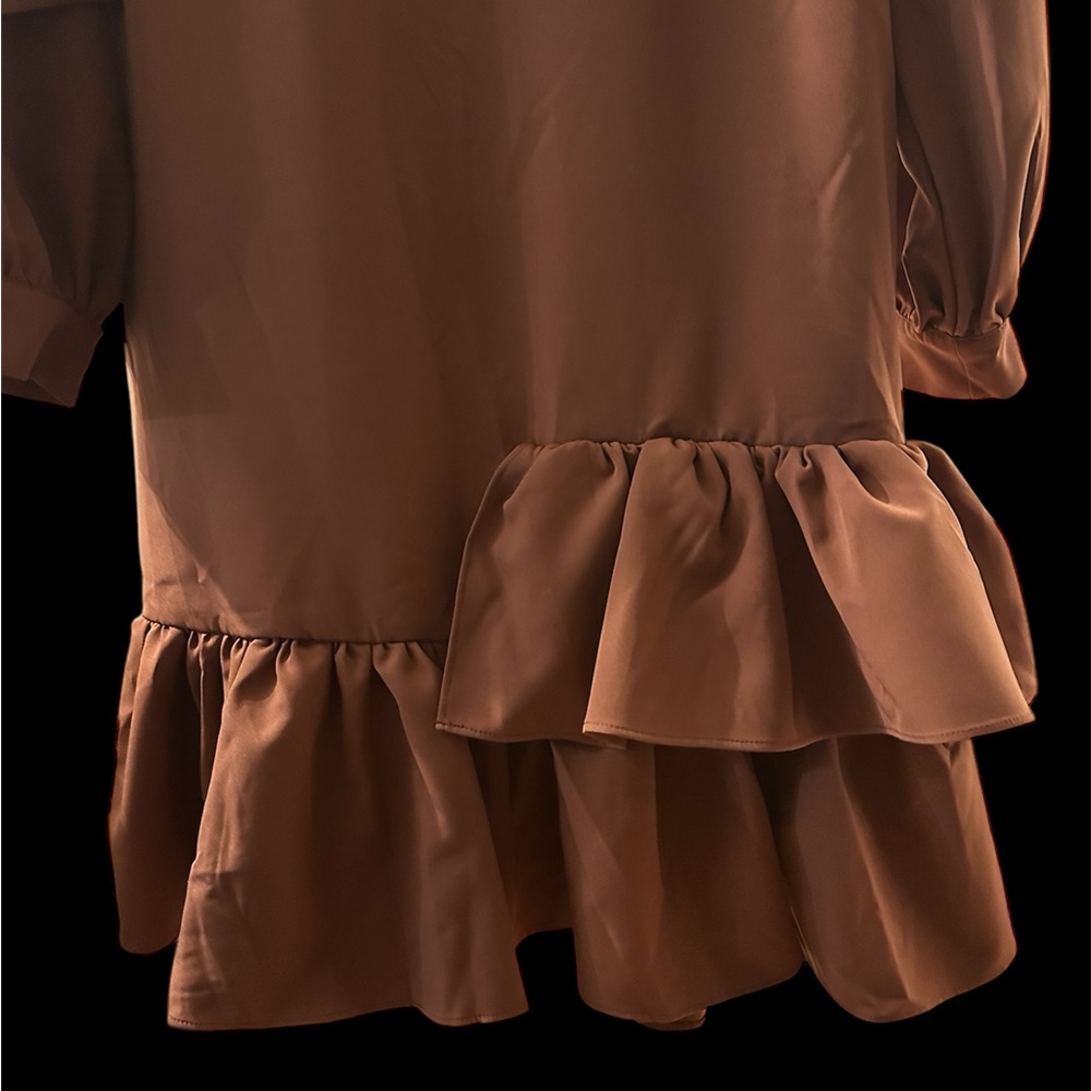 FUN Brown Ruffle Dress! - Picture 3 of 4